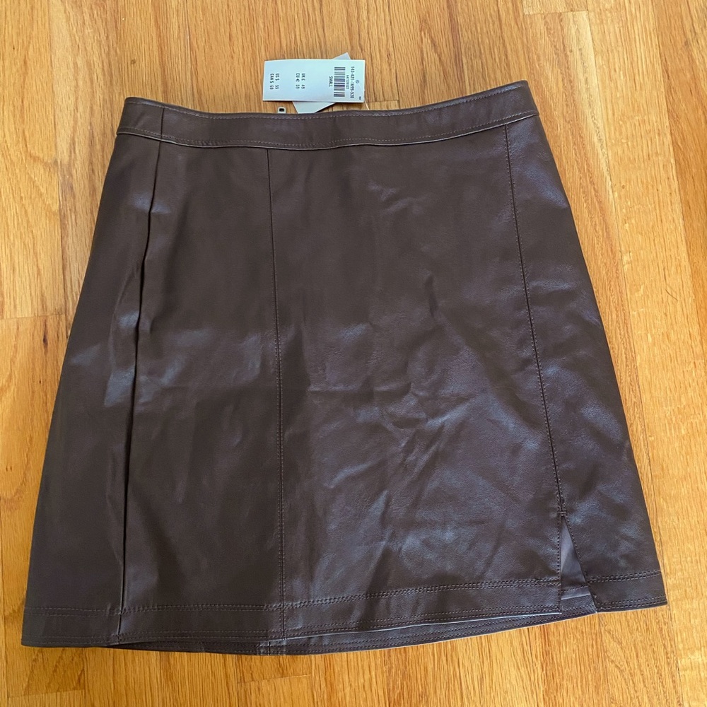 Abercrombie & Fitch brown vegan leather skirt